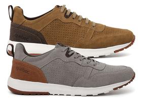 Kit 2 Tênis Masculinos Casual Em Couro Solado Antiderrapante Kit 2 Tênis Masculinos Casual Em Couro Solado Antiderrapante