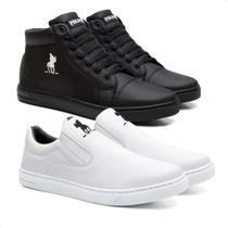 Kit 2 Tênis Polo Plus Masculino Cano Alto + Tênis Slip On