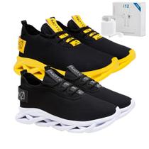 Kit 2 Tênis Racer Masculino Com Fone Brinde Academia Corrida Caminhada Com Design Leve E Moderno