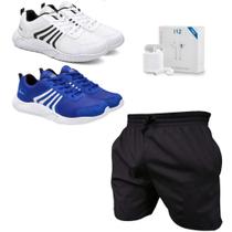 Kit 2 Tênis RUN + Bermuda Masculino Caminhada Academia Esportes + Fone Brinde Kit 2 Tênis RUN + Bermuda Masculino Caminhada Academia Esportes + Fone Brinde