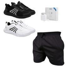 Kit 2 Tênis RUN + Bermuda Masculino Caminhada Academia Esportes + Fone Brinde