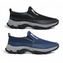 Kit 2 Tênis Sapatilha Slip On Calce Fácil Masculina Casual Moderna de Trilha Adventure Super Leve e