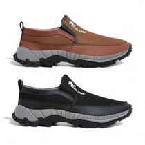 Kit 2 Tênis Sapatilha Slip On Calce Fácil Masculina Casual Moderna de Trilha Adventure Super Leve e