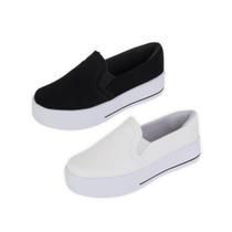 Kit 2 Tênis Slip On Feminino Casual Confortável Básico Bellinda Shoes