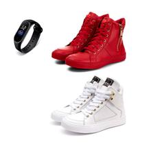 Kit 2 Tênis Sneaker Fitness Feminino Botinha Academia + Relógio Kit 2 Tênis Sneaker Fitness Feminino Botinha Academia + Relógio