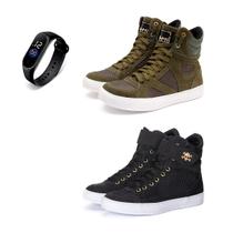Kit 2 Tênis Sneaker Fitness Feminino Botinha Academia + Relógio Kit 2 Tênis Sneaker Fitness Feminino Botinha Academia + Relógio