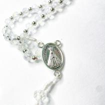 Kit 2 Terços missanga hexagonal religioso Nossa Senhora Aparecida prata elegante - Filó Modas