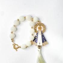 Kit 2 Terços religiosos arco coração strass nossa senhora Aparecida 26MM proteção divina - Filó Modas