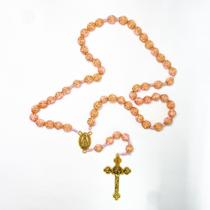 Kit 2 Terços rosas religioso Nossa Senhora Aparecida dourado clássico
