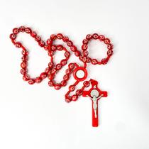 Kit 2 Terços São Bento cruz prata religioso medalha crucifixo proteção espiritual - Filó Modas