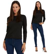 Kit 2 Térmicas Quentinha Blusas Feminina Gola Redonda Cores Básicas Slim Moda Inverno 603.K2