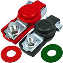 Kit 2 terminais polo de bateria com isolador sapão universal bipolar positivo e negativo (par) Kit 2 terminais polo de bateria com isolador sapão universal bipolar positivo e negativo (par)