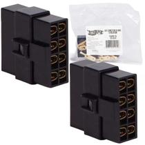 Kit 2 Terminal Conector 8 Vias Trava Macho Fêmea Technoise
