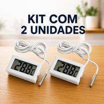 Kit 2 Termômetro Digital Freezer Aquário Chocadeira Sonda Inox Cor Branco Alta Precisão