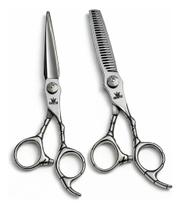 Kit 2 Tesoura Barbeiro Profissional Navalha E Desfiadeira 6.0