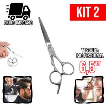 Kit 2 Tesoura Cabeleireiro Profissional 6,5" Aço Inoxidável Barbearia e Salão