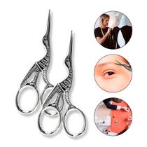 Kit 2 Tesoura Pássaro Ponta Fina Bordado Costura Sobrancelha Artesanato Costureira Beleza Estética Esteticista Multiuso Designer de Sobrancelhas