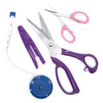 KIT 2 Tesouras Patchwork Costura Artesanato e Fita Metrica