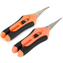 Kit 2 Tesouras Poda Jardinagem Ponta CURVA + RETA em Aço INOX Cor Laranja Kit 2 Tesouras Poda Jardinagem Ponta CURVA + RETA em Aço INOX Cor Laranja