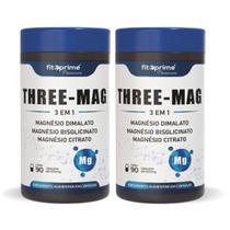 Kit 2 Three-Mag Blend Magnésio Concentrado Dimalato Bisglicinato Citrato