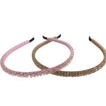 Kit 2 tiaras arquinho resistente feminino pedrinhas strass