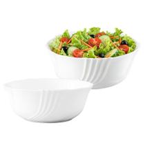 Kit 2 Tigela Bowl De Vidro Redonda Sobremesa Branco Opaline 2,1L