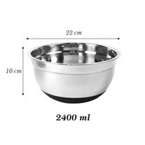 Kit 2 Tigelas Bowl Aço Inox Fundo Antiderrapante Massas Doces Bolos Alimentos Culinária Cozinha