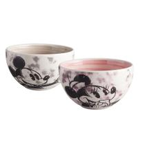 Kit 2 Tigelas Bowl Cerâmica Mickey Mouse e Minnie Disney 300ml Cinza e Rosê - Tuut - Yangzi