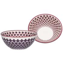 Kit 2 Tigelas Bowl Mosaico Roxo Oxford Cerâmica 600ml