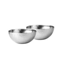 Kit 2 Tigelas Bowls Martelado de Aço Inoxidável 19cm