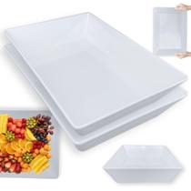 Kit 2 Tigelas de 35 Cm Retangular Funda para Buffet Restaurante Profissional Melamina Premium Branca Bestfer