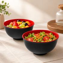 Kit 2 Tigelas Japonesas Melamina Preta Vermelha 700ml Bowl Salada Sopa Frutas Macarrão Restaurante Mesa Posta Oriental R Kit 2 Tigelas Japonesas Melamina Preta Vermelha 700ml Bowl Salada Sopa Frutas Macarrão Restaurante Mesa Posta Oriental R