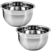 Kit 2 Tigelas Mixing Bowl De Inox Redondo 22cm Para Preparo Cozinha Salada Confeitaria M KeHome