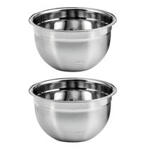 Kit 2 Tigelas Mixing Bowl De Inox Redondo 30cm Para Preparo Cozinha Salada Confeitaria XXG KeHome