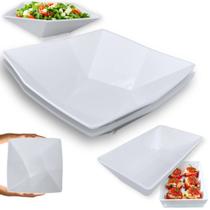 Kit 2 Tigelas Quadradas Geometrica 32,5 Cm Grande + 4 Travessas para Buffet 25 Cm Funda Melamina Premium Bestfer