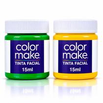 Kit 2 Tinta Colormake 15ml Brasil Copa Facial Verde Amarelo Kit 2 Tinta Colormake 15ml Brasil Copa Facial Verde Amarelo