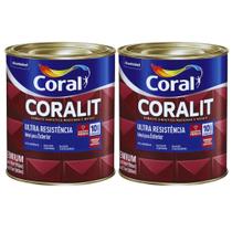 Kit 2 Tinta Esmalte Sintetico Coral Para Madeira Metal De Alto Brilho Ultra Resistencia Coralit 900ml