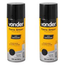 Kit 2 tinta spray alta temperatura preto 350ml vonder