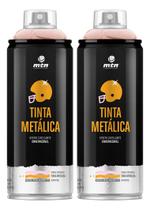 Kit 2 Tinta Spray Metálica Pro Rose Gold Brilhante Mtn 400ml