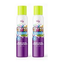 Kit 2 Tinta Spray Temp Cabelo Maluco Carnaval Amarelo Neon