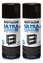 Kit 2 Tinta Spray Ultra Cover 2x Multiuso Preto Rust Oleum