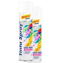 Kit 2 Tinta Spray Uso Geral Branco Brilhante Mundial Prime