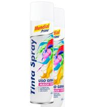 Kit 2 Tinta Spray Uso Geral Branco Fosco Mundial Prime