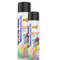 Kit 2 Tinta Spray Uso Geral Preto Semi Brilho Mundial Prime