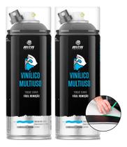 Kit 2 Tinta Spray Vinil Pro Envelopamento Preto Fosco 400ml Mtn