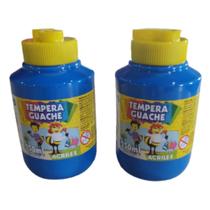Kit 2 Tinta Tempera Guache Escolar Azul 250ml Acrilex Kit 2 Tinta Tempera Guache Escolar Azul 250ml Acrilex