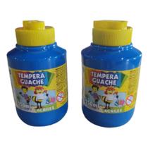 Kit 2 Tinta Tempera Guache Escolar Azul 250ml Acrilex Kit 2 Tinta Tempera Guache Escolar Azul 250ml Acrilex