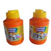 Kit 2 Tinta Tempera Guache Escolar Laranja 250ml Acrilex