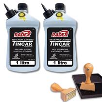 Kit 2 Tintas Para Almofada De Carimbo Recarregável 1 Litro Cada Cor Preta
