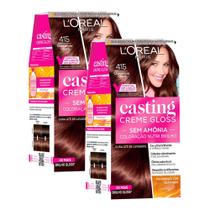 Kit 2 Tintura Casting Creme Gloss L'oréal Paris 415 Chocolate Glacê